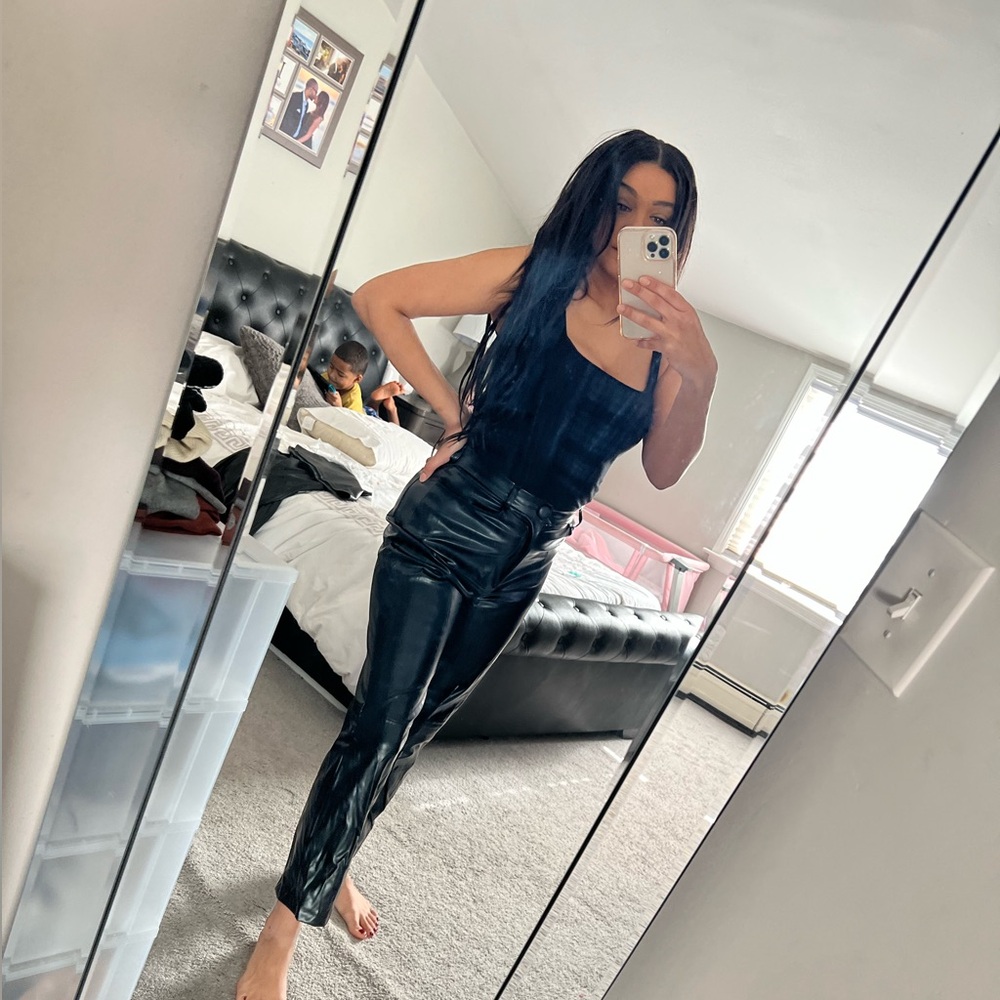 Faux leather long pants